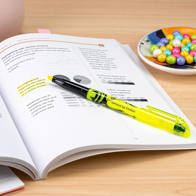 Pilot FriXion Light Erasable Highlighters, Chisel Tip, Pack of 12, Yellow Solid Highlighters - Ideal for School, Journaling, and Office Use