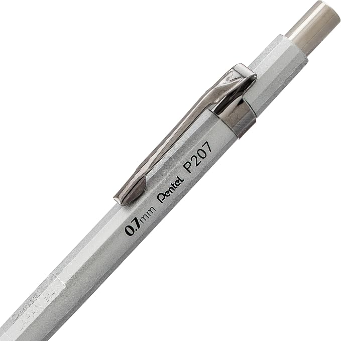 Pentel Sharp Mechanical Pencil, (0.7mm), Medium Line, Metallic Barrel, Assorted Colors, Pack of 3 (P207MBP3M)