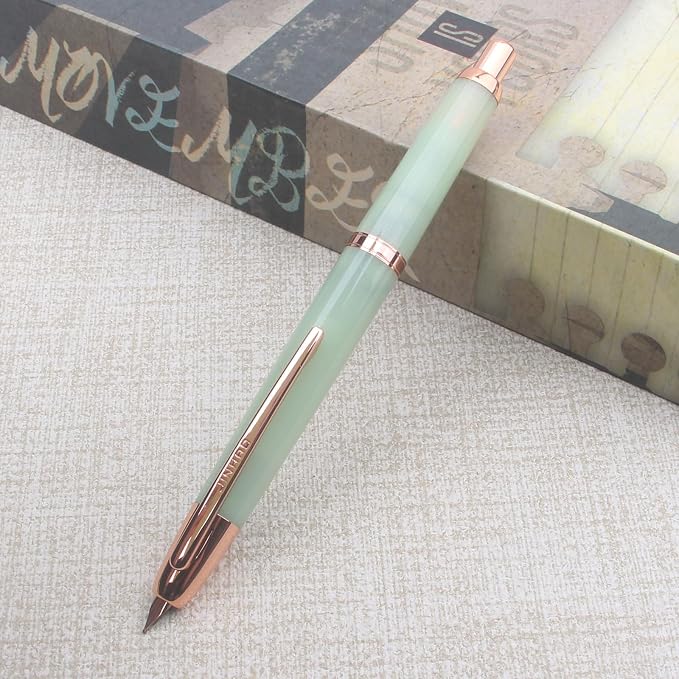 JINHAO 20 Celestial Jade Red gold clip Press Fountain Pen Elegant Luxury Ink Pen EF Nib Writing Calligraphy Pens School Supplies Stationery