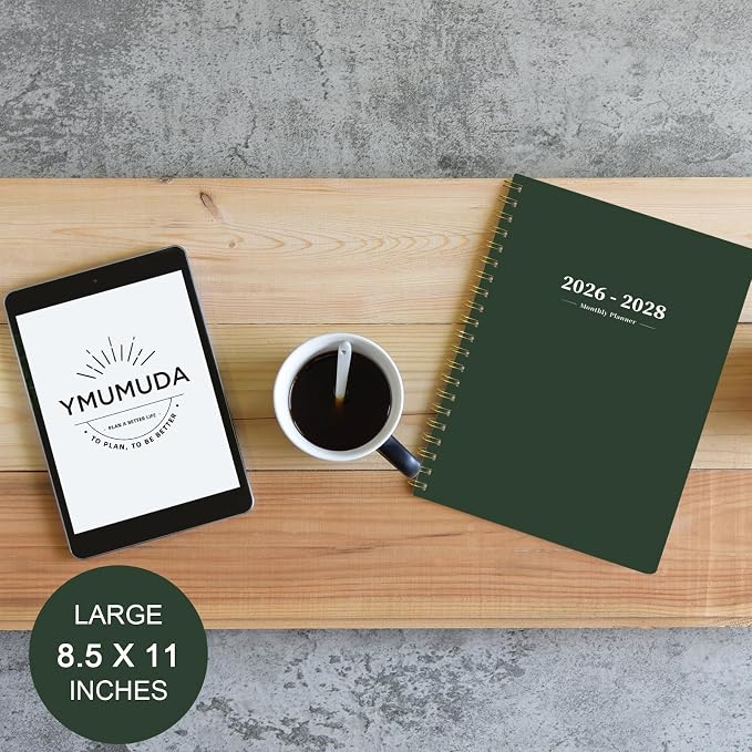Monthly Planner 2026-2028,2 Year Monthly Calendar Planner,JUL 2026-JUN 2028 | A4(8.5" x 11"),24 Months Planner with Tabs, Spiral Bound, PVC Cover, Inner Pocket for Student, Teacher, School and Office Use