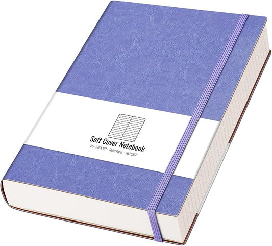 AHGXG Lined Journal Notebook, 320 Numbered Pages, B5 (7.6'' X 10'') | College Ruled Leather Journal for Women, 100gsm Thick College Ruled Paper, Softcover Journal for Writing Work School (Purple)