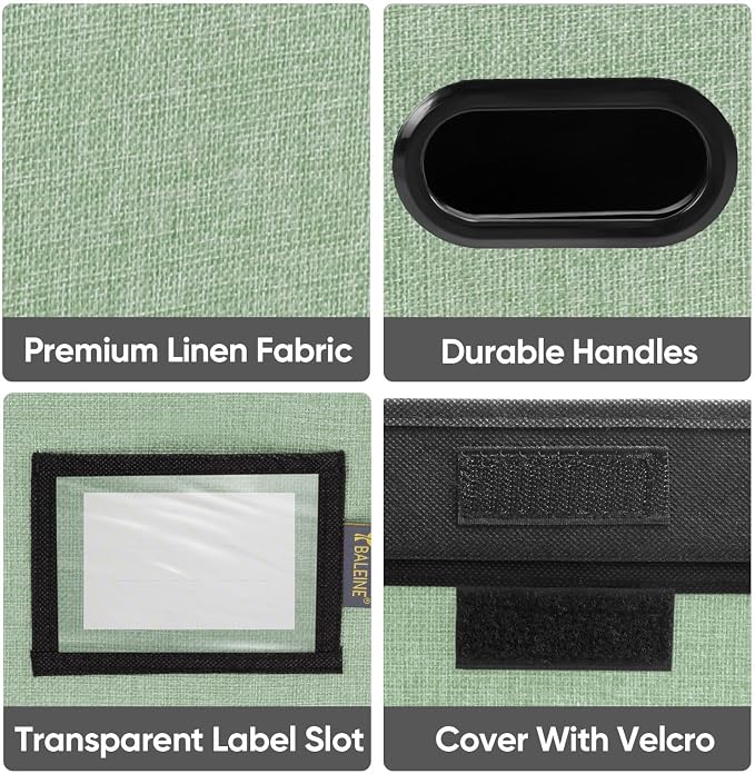 BALEINE File Organizer Box with Lid, Collapsible File Folder Organizer with Plastic Slide, Hanging File Folder Box for Office Document Storage (1 Pack, Green)