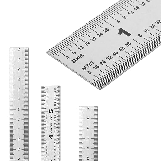 Mr. Pen- Machinist Ruler, 3 Pack, 6 Inch, Stainless Steel Metric & Imperial | Precision Measuring Tool, 1/64, 1/32 Graduation for Engineering, Carpentry, Drafting, Office, School