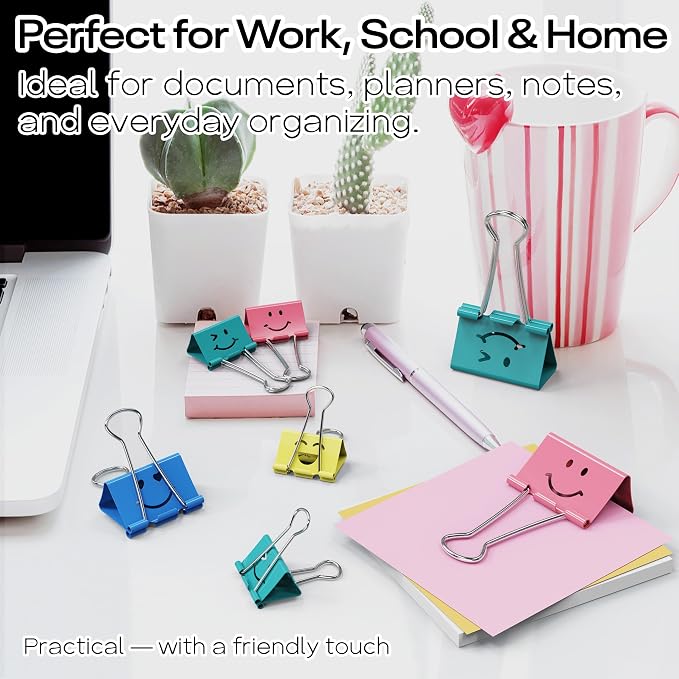 Optomni Binder Clips, 62 Pack, Assorted Sizes – Small, Medium & Large, Colorful Metal Paper Clips for Office, School, Documents, Files & Organizing