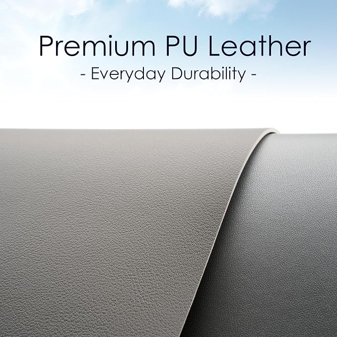 Leather Desk Pad Protector, Waterproof Mouse Pad, PU Desk Mat, Office Desk Cover, Desk Writing Mat for Office/Home/Work/Cubicle (Gray/Silver) 31.5x15.7 in