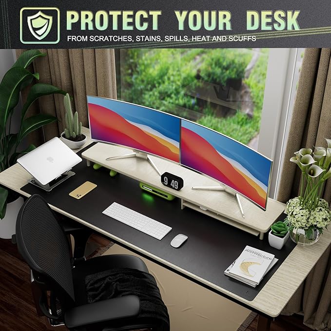 K KNODEL Extra Large Desk Mat, Leather Mouse Pad (47.2"x23.6", Black) | Desk Pad, Keyboard Pad, Computer and Laptop Mat, Desktop Protector and Cover, Writing Pad and Blotter for Home Office