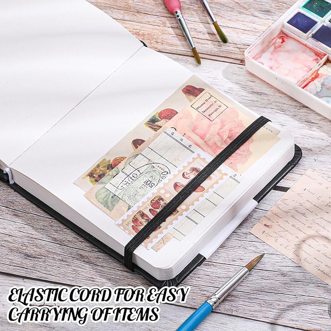 Prudiut Pocket Sketchbook 5 x 5 in, Hardcover, 80 Sheets, Black | 160gsm acid-free paper, elastic closure and ribbon bookmark, compact travel size for sketching on the go