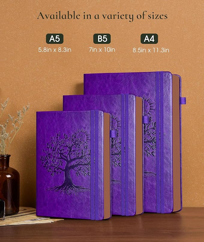PAIBAS Vintage Leather Journal with 300 Numbered Pages,B5 Lined Journal for Men Women,Daily Journals for Writing,College Ruled Notebook for Work,School,Note taking,Travel Diary,Large (7" x 10")