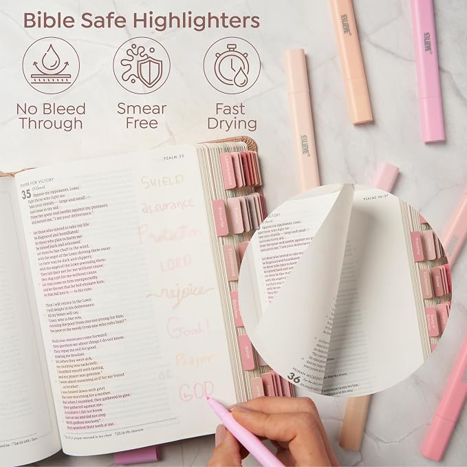 BLIEVE Bible Highlighters No Bleed Through, Pastel Colors, Dual Tip, 8 Pack | Aesthetic Cute Highlighters, Chisel Tip & Fine Point For Bible & Journaling, Back To School Supplies