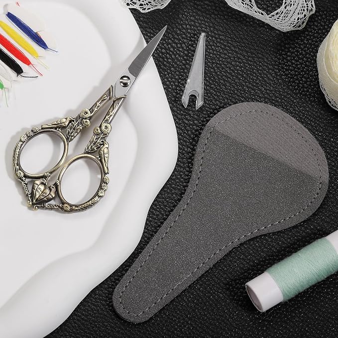 Precision Embroidery Scissors – 4.6in Vintage Classic Straight Pointed Shears, Sharp Stainless Steel Small Detail Thread Snips for Needle Craft, Sewing, Decoupage, Yarn, Fabric – with Pouch