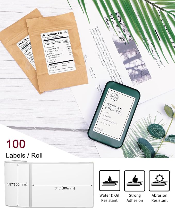 Phomemo [3x90 pcs] M110 Original Labels- 1.97''x3.15''(50x80mm) | for M110/M100/M220/M221/M250 Label Printer, White, Support Shipping Printer for Clothing, Ingredient, Logo, Barcode, Address