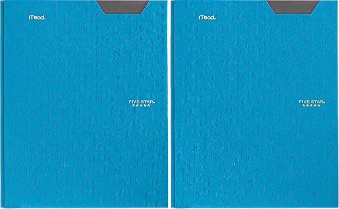Five Star Folder, 2 Pocket, 8-1/2" x 11" | Plastic | Tidewater Blue | Prong Fasteners | Pack of 2