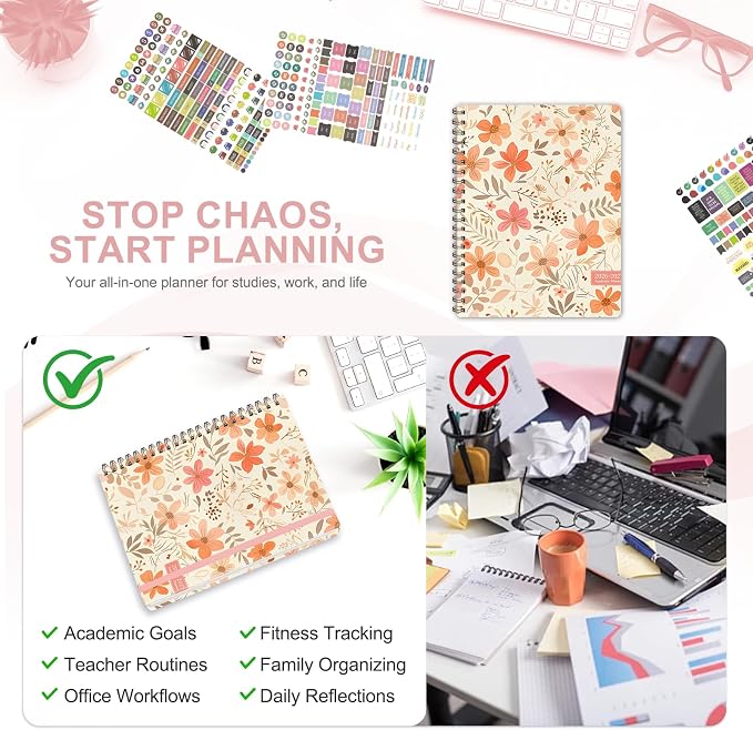 Planner 2026-2027, Weekly and Monthly Academic Planner, July 2026 - June 2027, Hardcover Calendar Agenda Book for School Year Planning, School Supplies for Teacher and Student, Letter Size(8.5'' x 11'')