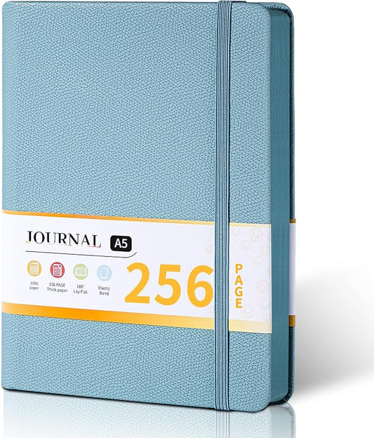 CAGIE Textured Hardcover Lined Journal for Women and Men, A5 Leather Journal Notebook with 256 Pages, 100GSM Paper – College Ruled Journaling Notebook for Writing, Work, School, Daily Diary