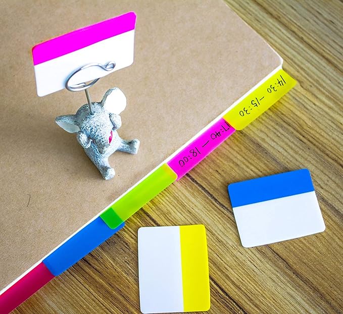 ELII 900 Pcs 2 Inch Sticky Index Tabs - Colorful Writable Book Tabs | Transparent for Notebooks,Annotating,Self Adhesive,Labels for Pages ,Repositionable,Tape Flags,File Folders,Smooth Writing
