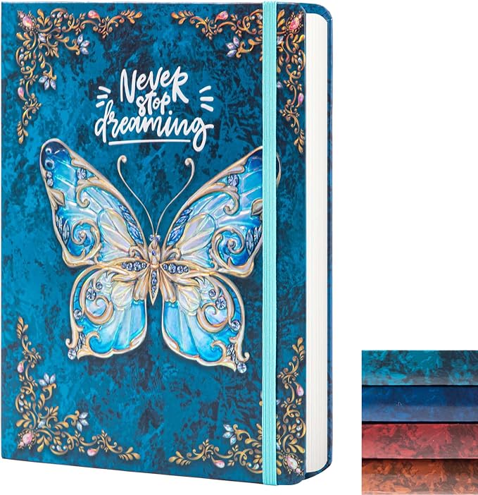B5 Hardcover Journal for Women & Men -Butterfly Aesthetic Lined Notebook | 192 Pages Thick 80gsm Paper Writing Journal for Office, School, Travel Notes & Gift-9" x 6.9