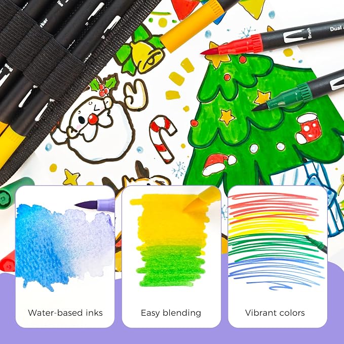 Artecho 168 Colors Dual Tip Markers for Adult Coloring Books with Bag | Drawing Pens For School, Fine and Brush Tip, Calligraphy, Drawing, Sketching