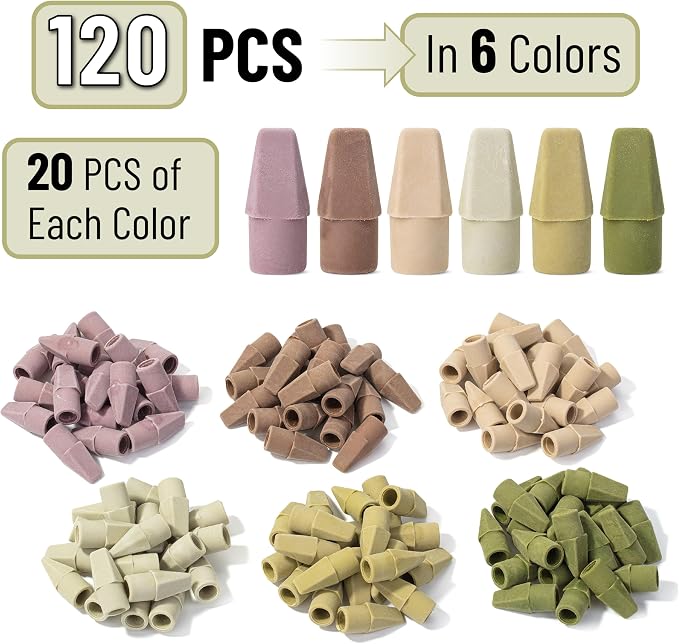 Mr. Pen- Pencil Erasers Toppers, 120 Pack, Colorful, Latex Free, No Smudge | Mr Pen Erasers for Pencils