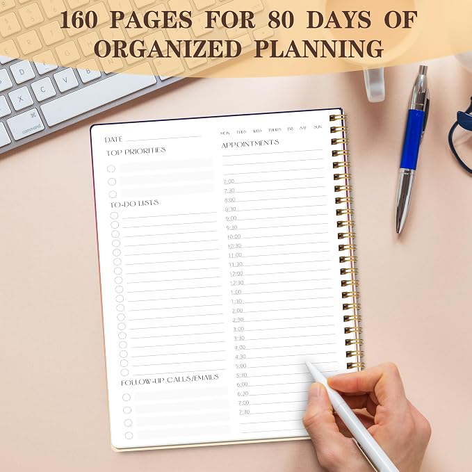 TREES Undated Daily Planner, 80-Day To-Do List with Hourly Schedule | Day-on-a-Page Agenda for Hourly Schedules, Priorities, Tasks and Notes, Designed for Work, Home and Everyday Planning
