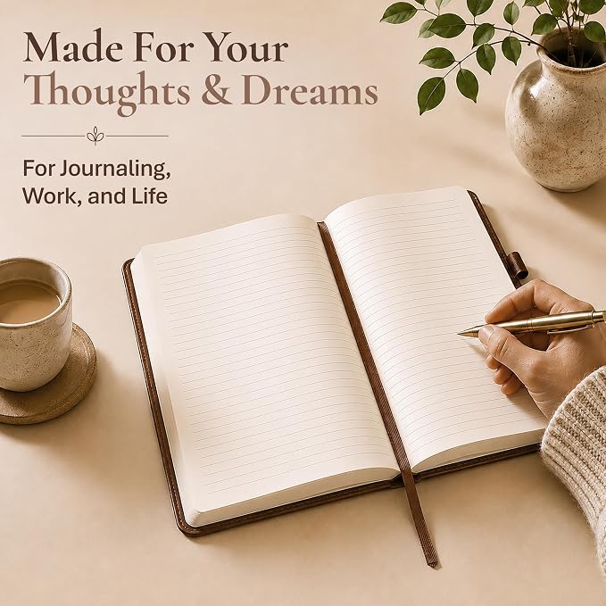 Lined Journal Notebook Hardcover Leather Bound 200 Pages B5 Brown Diary | College Ruled 6.9x9.8" Journaling Notebooks for Men & Women, Writing for Personal, Large Travel Daily Note Book Tree of Life