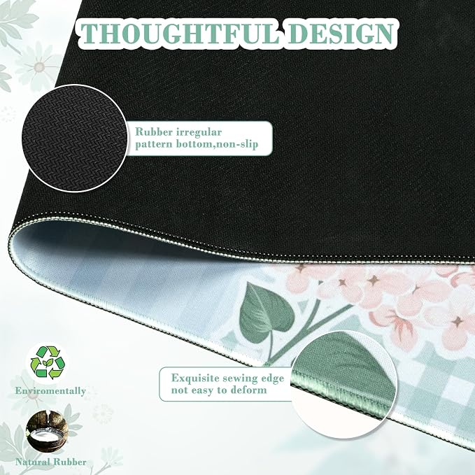 iCasso Floral Computer Mouse Pad, Desk Mat for Desktop, Keyboard and Mouse Pad, Non-Slip Mousepad with Smooth Surface, Cute Desk Accessories for Home Office Dorm