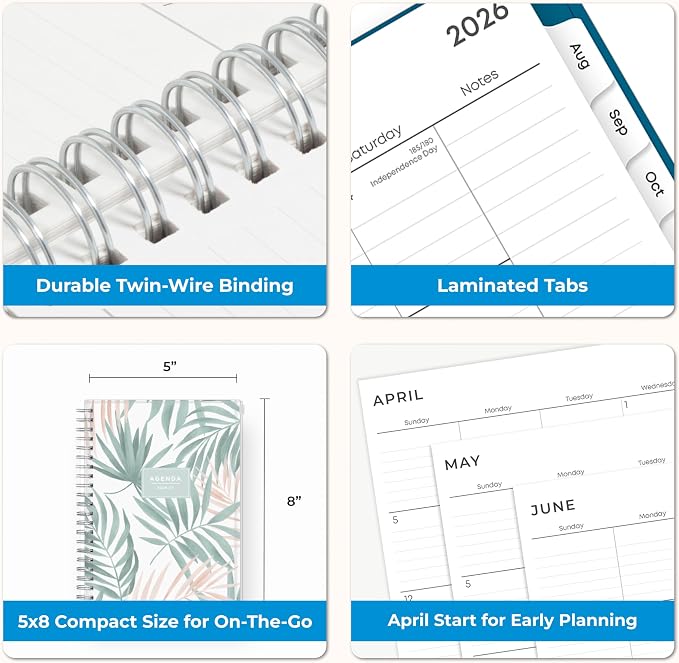Blue Sky 2026-2027 Weekly & Monthly Academic Planner, 5"x8", Seychelle | 15-Month, April 2026 - June 2027, Flexible Cover With Zip Pouch, Wirebound, Storage Pocket, Academic Year