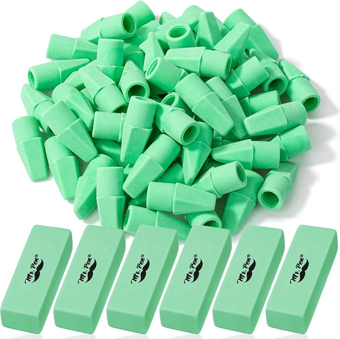 Mr. Pen- School Eraser Combination Set, 66 Pack, Green | Latex Free Erasers for School, Office, Art Sketching, Homework, Exams, Clean Smudge-Free Correction
