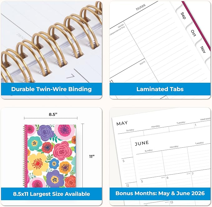 Blue Sky 2026-2027 Weekly & Monthly Academic Planner, 8.5"x11", Mahalo | July 2026 - June 2027, Flexible Pocket Cover, Wirebound, Storage Pocket, Laminated Tabs, Academic Year