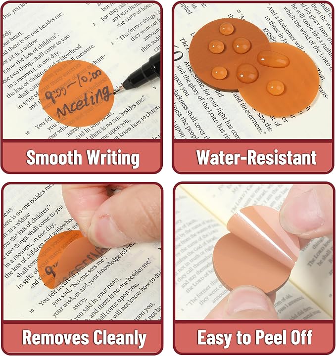 Mr. Pen- Round Transparent Sticky Notes, 1.1” Diameter, 14 Pads, 560 Sheets | Colorful, Water-Resistant See-Through Sticky Notes & Fineliner, Smooth Writing, Note Tabs for Bible Journaling, Studying
