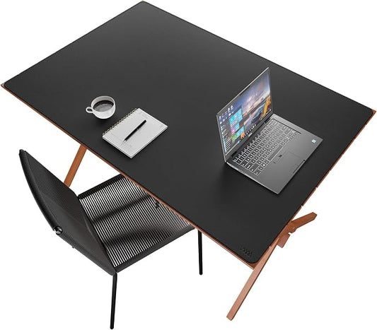 Vyaaa 47.2"x31.5" PU Leather Large Desk Mat (Black) - XXL Extended Mouse pad, Office Desk Protector, Non-Slip Computer Desk pad for Office, Gaming, Home