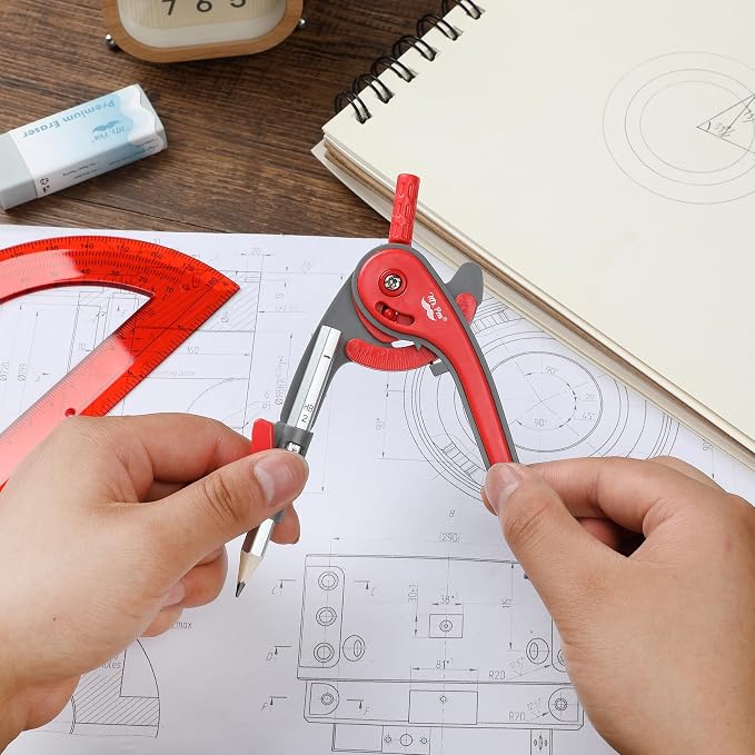 Mr. Pen- Geometry Compass and Protractor Set, 6 Inch Compass | 6 Inch Protractor, Drawing Tool for School, Clear Plastic, Easy Grip, Precision Design for Math, Art, Drafting, Architecture