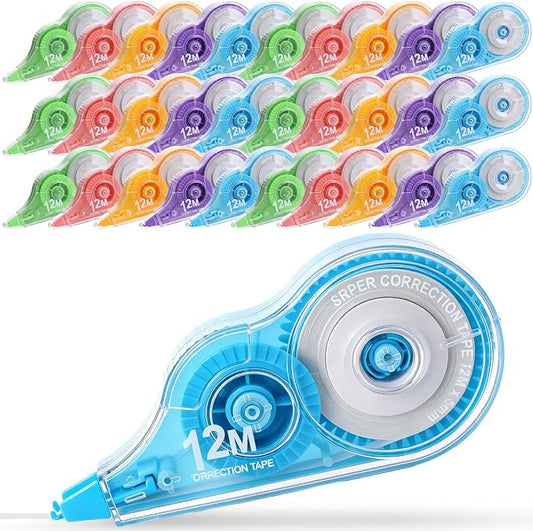 AmazingSpark 100 Pcs Correction Tape Bulk 39.4 ft White Wrong out Tear-resistant Instant Corrections Easy to Use Applicator for School, Office, Note Taking, Journal, Tape Width 0.2in(5 Macaron Colors)