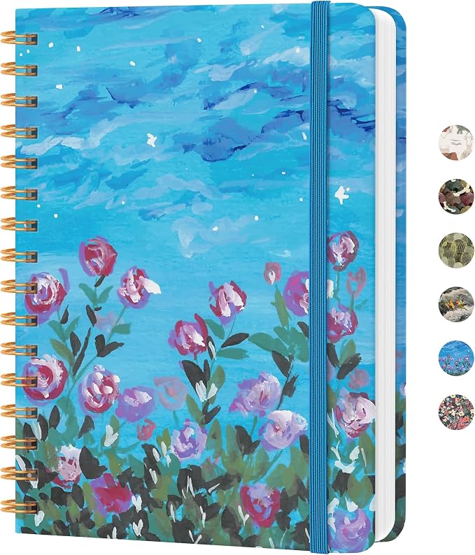 CICPAP Lined Spiral Journal Notebook, A5 College Ruled Notebook for Journaling, Note-Taking, and Daily Planning, Durable Hardcover with an Elegant Design, Rose Twilight