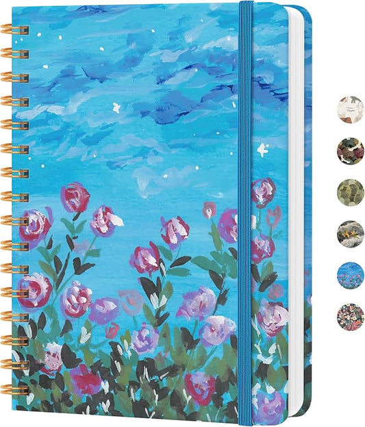 CICPAP Lined Spiral Journal Notebook, A5 College Ruled Notebook for Journaling, Note-Taking, and Daily Planning, Durable Hardcover with an Elegant Design, Rose Twilight