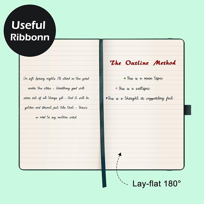 Ruled Notebook/Journal - Classic Lined Journal/Notebook, 5.3'' x 8.26'', Hardcover with Thick Paper, Banded + Pen Holder +Inner Pocket - Turquoise