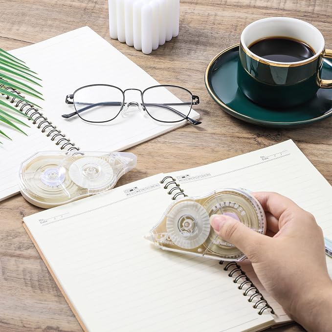 4 Pieces 100 Ft Long Correction Tape, Tear-Resistant Beige Correction Tape Smooth Glide Quick Dry Correct Tapes for School Office Supplies, Crafting, Note Taking, Journal