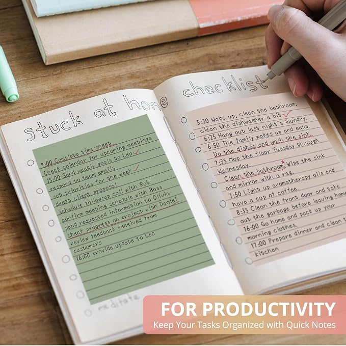 Lined Sticky Notes, 48 Pads, 4x6 Inches, Large Sticky Notes with Lines, Memo Note Pads in Multi Colors, 30 Sheets/Pad, Super Sticking Power for Office ＆ Home & Planning - Vintage