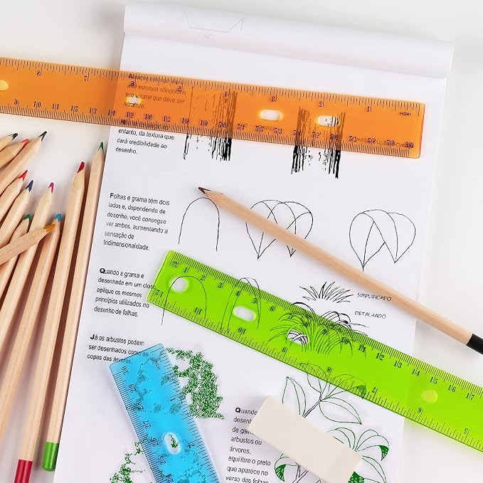 ZZTX 6 Pack Color Transparent Ruler Plastic Rulers 12 Inch | Clear plastic, Dual scale, For school home office