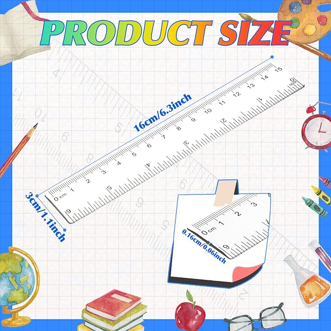 EBOOT 2 Pcs Acrylic Rulers Clear Plastic Rulers Straight Shatterproof Transparent Ruler Measuring Tools with Inch and Centimeter Accuracy for Back to School Supplies Class Office Crafts (6 Inch)