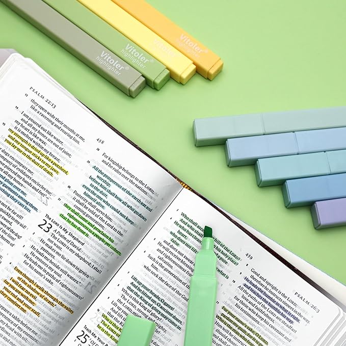 Vitoler Highlighters, Cute Assorted Colors, No Bleed Chisel Tip,10Pcs | Cute Pastel,No Bleed,Bible Study for Journaling Planner Notes School Supplie
