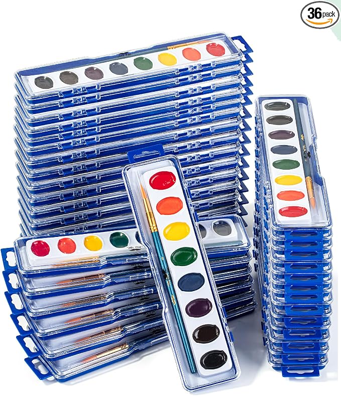 Mr. Pen- Washable Watercolors, 36 Pack, 8 Colors with Paint Brush | Bulk Watercolor Paint Set, Water Color Painting Kids, Watercolors for Kids and Adults