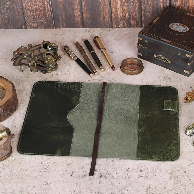 A5 Leather journal cover, Refillable Journal Cover for Large and Medium A5, Leather Handmade Notebook Cover, 9 x 6 Inches Leather Bound Journal (Green)