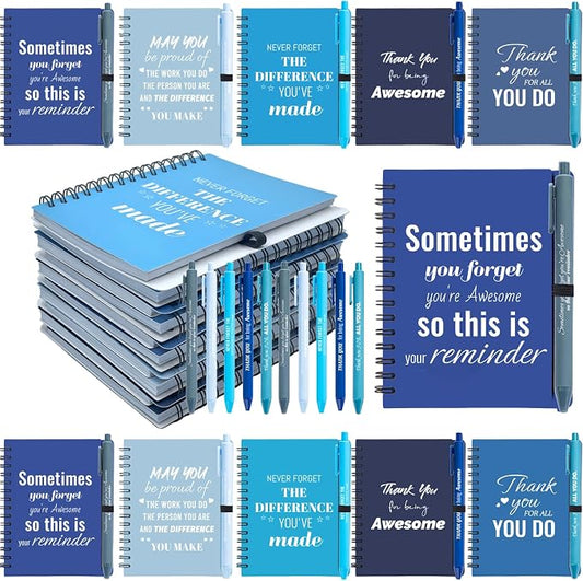 30 Sets/60 Pcs Employee Appreciation Gifts Bulk – Inspirational Notebooks with Motivational Pens, Small Notepads for Coworkers, Office Staff, Team, Volunteer, Nurse, Teachers, Housekeeping (Blue)