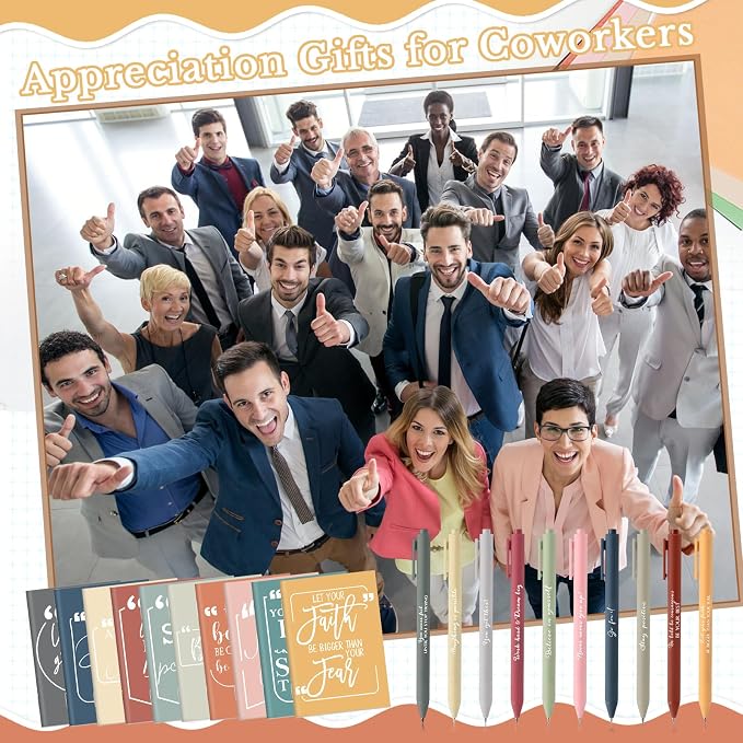 Fulmoon 120 Pcs Motivational Pens Inspirational Notebooks Gifts Bulk Inspirational Ballpoint Pen Small Note Pads Appreciation Gifts for Employee Nurse Volunteer Teacher Back to School (Colorful)