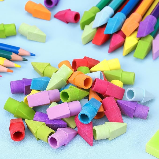 ZZTX 120 Pack Pencil Top Erasers 11 Assorted Colors | Erasers for Pencils, Eraser Caps, Topper Erasers for Kids School