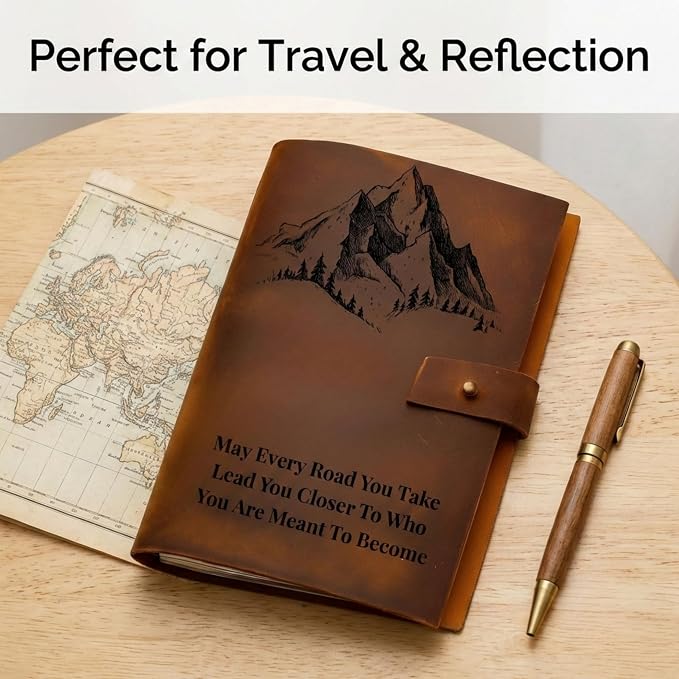 Personalized Leather Journal – Custom Engraved Refillable A5 Leather Notebook for Men & Women – Vintage Writing, Travel & Prayer Journal Gift – Customized Journals & Notebooks