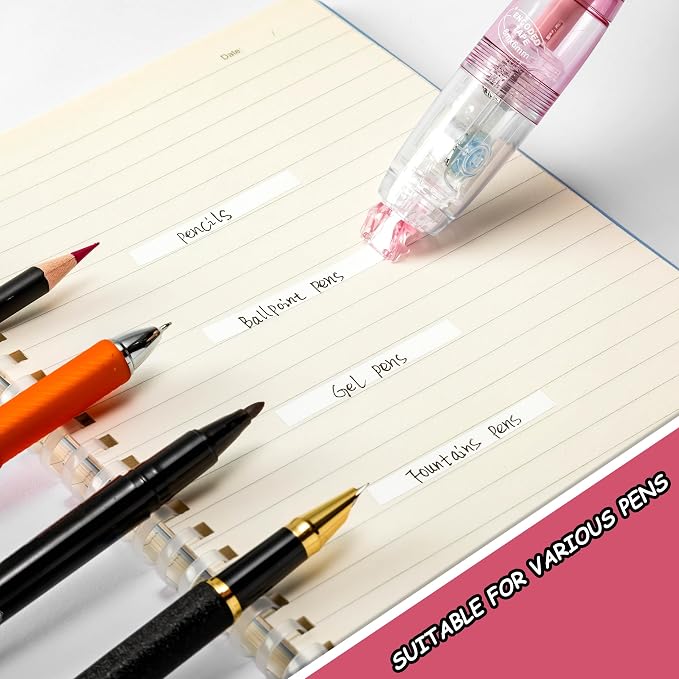 Refillable Correction Tape Pen, Privacy Tape Design, 6M | 3PCS with 3 Refills, Retractable Design, Prevents Show-Through on Double-Sided Documents, School Supplies, Office Supplies