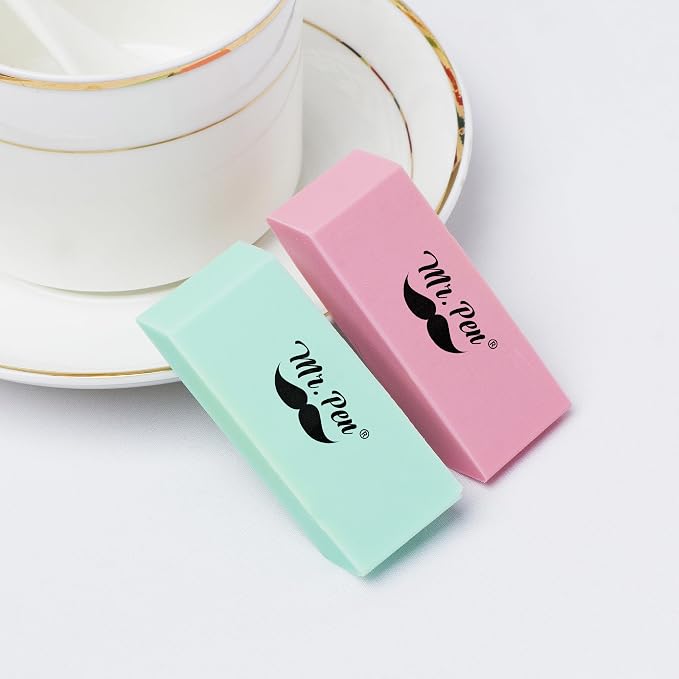 Mr. Pen- Pencil Eraser, 12 Pack, Pastel Colors | Large Latex Free Block Erasers for School, Office, Art Sketching, Homework, Exams, Clean Smudge-Free Correction