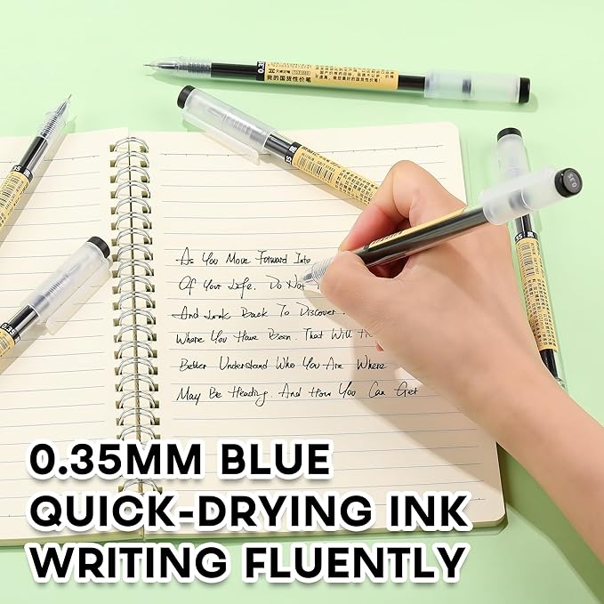 Japanese Style Black Blue Gel Ink Pens, 0.35mm Extra Fine Point, No Smudge Quick Drying, Japanese Ink Pen for Journal Planners, Thin Notebook Paper, Office School Supplies 12 Pack