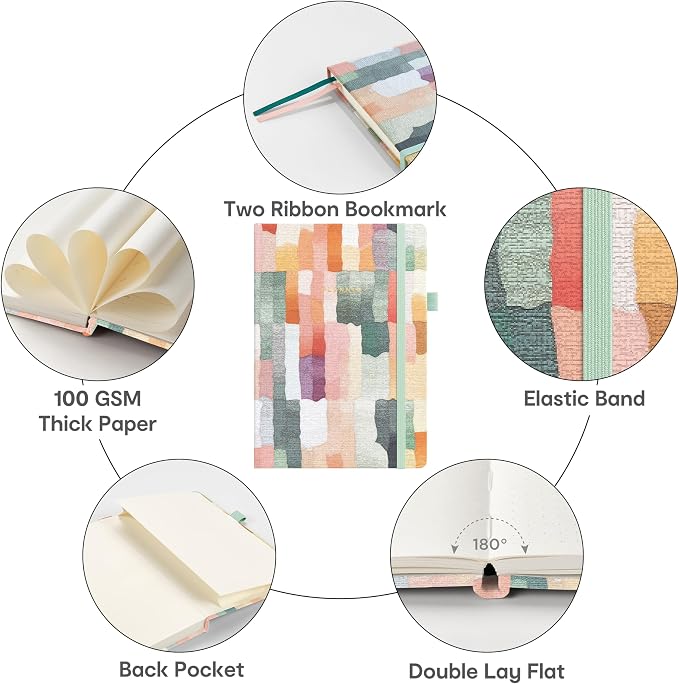 And Per Se Undated Academic Planner, Weekly & Monthly Planner with Goal & Habit Tracker, A5 Hardcover, Colorful Stripes